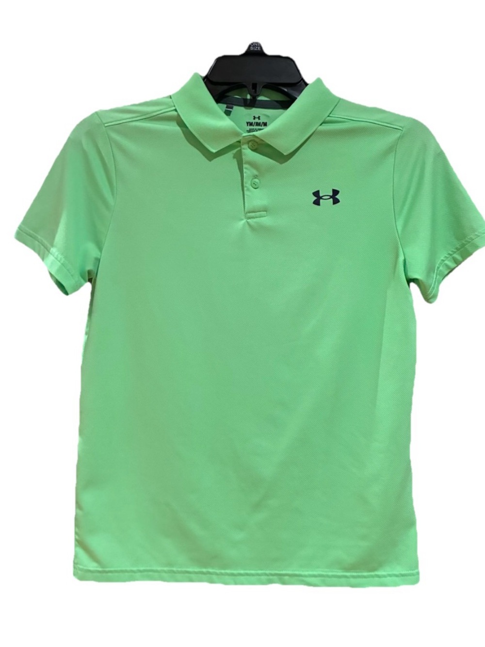 Under Armour Boys Matchplay Solid Green Stretch Polo Shirt, YM